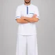 بلوز و شلوار کار سفید نیم زیپ پویاگستر تلخاب - نمای 3